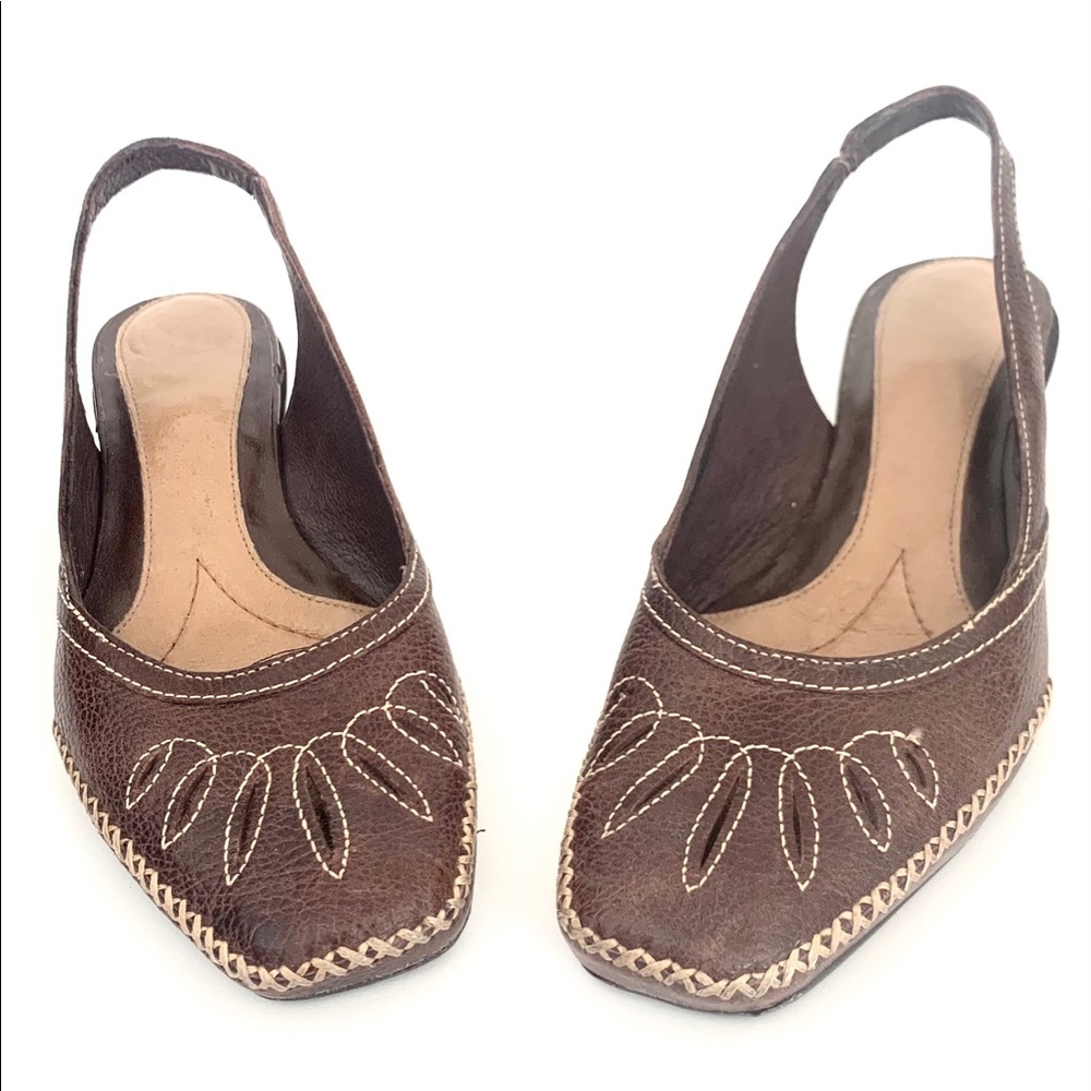 Nurture leather low heel sling backs - Picture 3 of 5